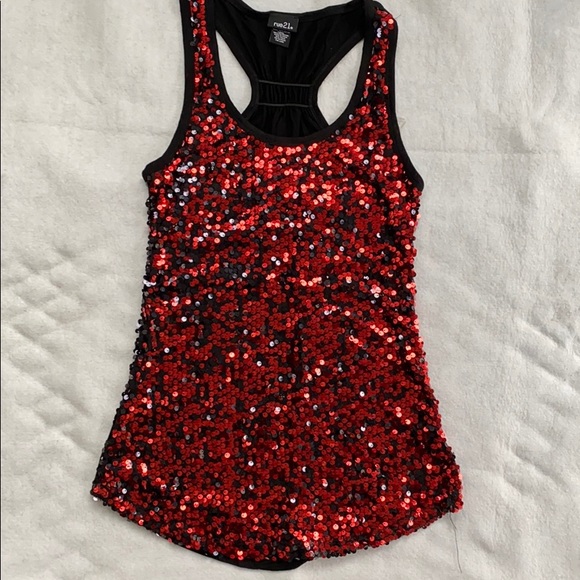 Rue21 Tops - Rue21 Black, Red Sequined Pullover Top Size S